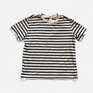 H&M Striped T-Shirt 100% Cotton Black White Tee Casual Women's S Basics Preppy
